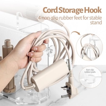Affogato Storage Holder Compatible with Shark FlexStyle HD430C, Desktop Organizer for Storage Attachments, Acrylic Hairdryer Rack with Cord Hanger for Accessories Curlers Brushes Diffuser