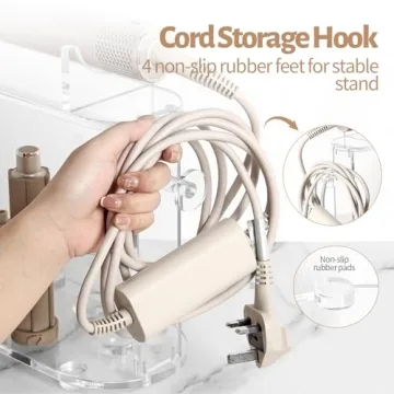 Affogato Storage Holder Compatible with Shark FlexStyle HD430C, Desktop Organizer for Storage Attachments, Acrylic Hairdryer Rack with Cord Hanger for Accessories Curlers Brushes Diffuser