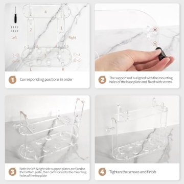 Affogato Storage Holder Compatible with Shark FlexStyle HD430C, Desktop Organizer for Storage Attachments, Acrylic Hairdryer Rack with Cord Hanger for Accessories Curlers Brushes Diffuser