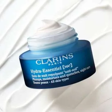Clarins Hydra-Essentiel Silky Cream and Night Cream Intensely Hydrating Bundle | 60 Seconds to Plumper Skin*| 24H hydration**| Daytime Face Moisturizer for Normal to Dry Skin |Contains Hyaluronic Acid