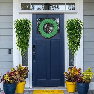 Sggvecsy 4 Pack Artificial Eucalyptus Plants UV Resistant Plastic Hanging Decor for Indoor Outdoor W...