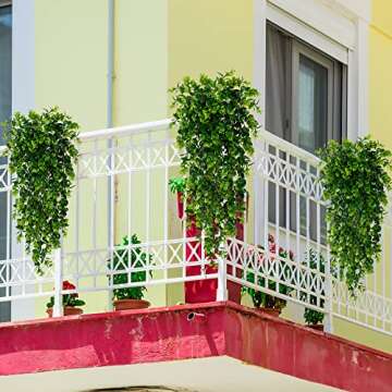 Sggvecsy 4 Pack Artificial Eucalyptus Plants UV Resistant Plastic Hanging Decor for Indoor Outdoor Walls, Weddings, Patios, Porches