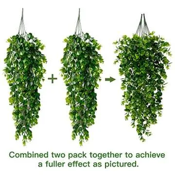 Sggvecsy 4 Pack Artificial Eucalyptus Plants UV Resistant Plastic Hanging Decor for Indoor Outdoor Walls, Weddings, Patios, Porches