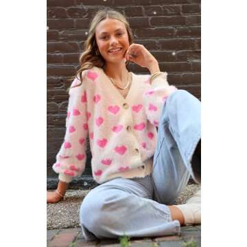 ECOWISH Women Floral Cropped Cardigan: Fall Long Sleeve Open Front Fuzzy Daisy Print Knit Sweaters Casual Y2k Outerwear