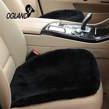 OGLAND 20 inchs Fluffy Genuine Australia Sheepskin Car Seat Cover for Auto Interior Accessories with...