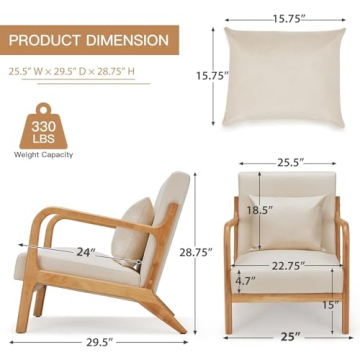 Esright Accent Chair Sturdy Modern Design for Home Comfort