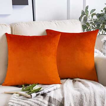 Burnt Orange Fall Velvet Pillow Covers for Home Decoration