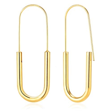 Pin Earrings Hoop: Minimalist Hypoallergenic Gold Plated Fashion Trendy Jewelry for Women