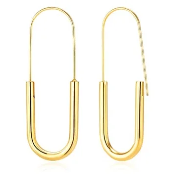 Pin Earrings Hoop: Minimalist Hypoallergenic Gold Plated Fashion Trendy Jewelry for Women