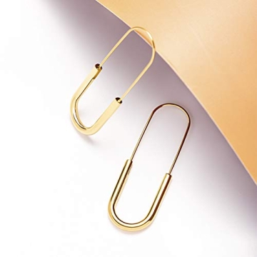 Pin Earrings Hoop: Minimalist Hypoallergenic Gold Plated Fashion Trendy Jewelry for Women