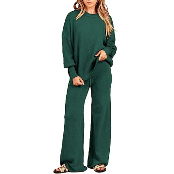ANRABESS Women 2 Piece Cozy Oversized Sweater Set Green