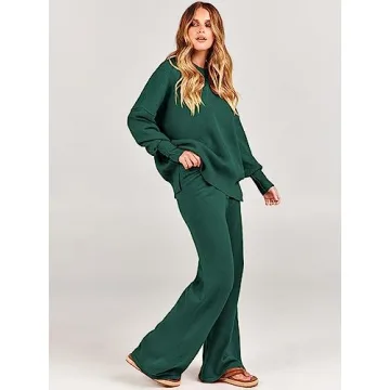ANRABESS Women 2 Piece Cozy Oversized Sweater Set Green