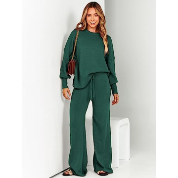 ANRABESS Women 2 Piece Cozy Oversized Sweater Set Green