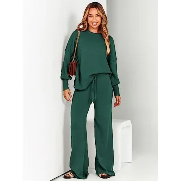ANRABESS Women 2 Piece Cozy Oversized Sweater Set Green