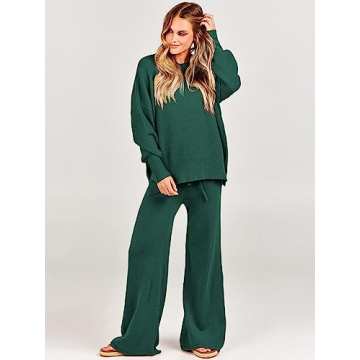 ANRABESS Women 2 Piece Cozy Oversized Sweater Set Green