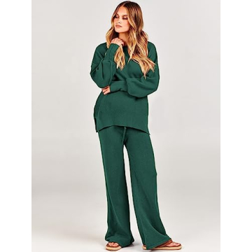 ANRABESS Women 2 Piece Cozy Oversized Sweater Set Green