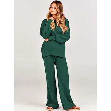 ANRABESS Women 2 Piece Cozy Oversized Sweater Set Green