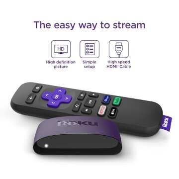 Roku LE HD Streaming Media Player Wi-Fi Enabled with High Speed HDMI Cable and Simple Remote (Renewe...
