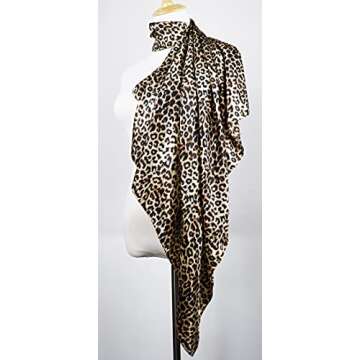 vabovin 35" Fashion Neckerchief Women's Silk Like Big Satin Square Hair Scarf Accessory (Leopard Pri...