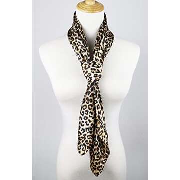 vabovin 35" Fashion Neckerchief Women's Silk Like Big Satin Square Hair Scarf Accessory (Leopard Print)