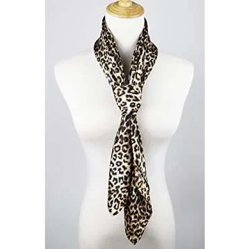 vabovin 35" Fashion Neckerchief Women's Silk Like Big Satin Square Hair Scarf Accessory (Leopard Print)