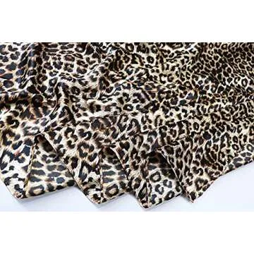 vabovin 35" Fashion Neckerchief Women's Silk Like Big Satin Square Hair Scarf Accessory (Leopard Print)