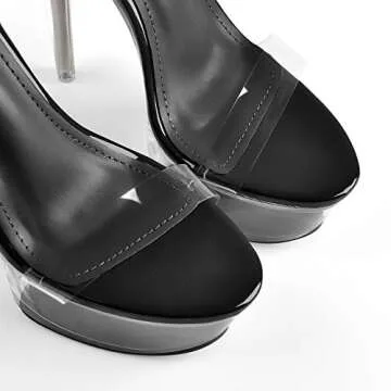 MissHeel Lace Up Platform Heels for Women Clear Dancing High Heels Stiletto Wrap Up Heeled Sandals Black Party Clubbing Heels Size 9