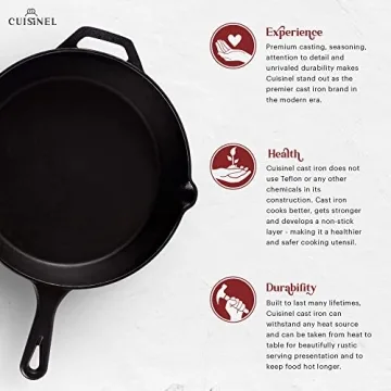 Cuisinel Cast Iron Skillet with Lid for Versatile Cooking