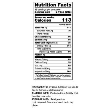 Terrasoul Organic Golden Flax Seeds 2 Lbs - Fiber & Omega-3