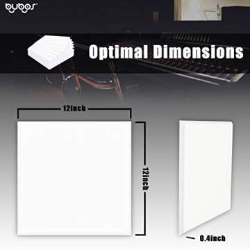 BUBOS Acoustic Panels,12“x12”inch Premium Acoustical wall panel,Better than foam, Decorative Sound Absorbing Panel for walls, Studio Acoustic Treatment. Soundproof wall panel,6Pcs,White