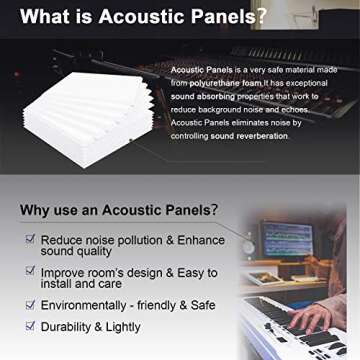 BUBOS Acoustic Panels,12“x12”inch Premium Acoustical wall panel,Better than foam, Decorative Sound Absorbing Panel for walls, Studio Acoustic Treatment. Soundproof wall panel,6Pcs,White