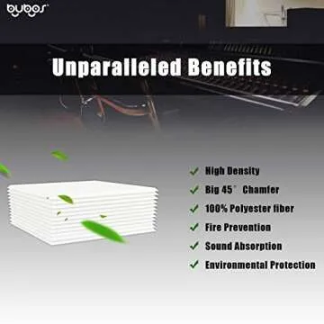 BUBOS Acoustic Panels,12“x12”inch Premium Acoustical wall panel,Better than foam, Decorative Sound Absorbing Panel for walls, Studio Acoustic Treatment. Soundproof wall panel,6Pcs,White