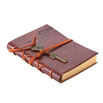 EvZ Leather Writing Journal Notebook, Classic Key Bound Retro Vintage Notebook Diary Sketchbook Gift...