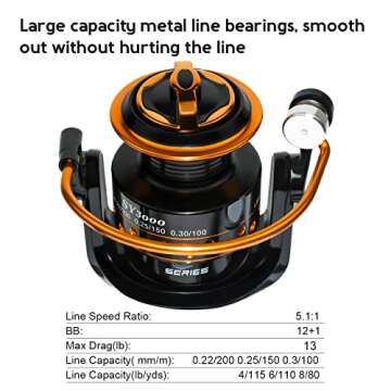 Summer and Centron Spinning Reels, 12 +1 BB Light Weight, Ultra Smooth Powerful, Size 3000 is Perfect for Ultralight/Summer Fishing by QINGLER
