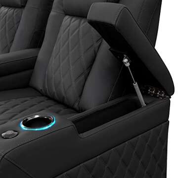 Valencia Tuscany Luxury Edition | Semi-Aniline Italian Nappa Leather 20000, Power Recline, Power Lumbar Support, Power Headrest, Memory Control, RGB Lighting (Row of 4 Loveseat Center, Graphite)