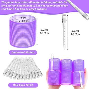Jumbo Hair Curlers Set for Long Hair Volume - 12 Pcs