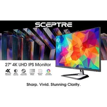 Sceptre 4K IPS 27" 3840 x 2160 UHD Monitor up to 70Hz DisplayPort HDMI 99% sRGB Build-in Speakers, Black 2021 (U275W-UPT)