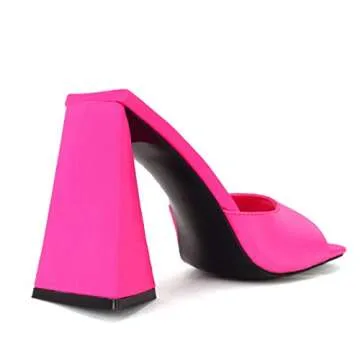 keleimusi Women's Trendy Square Toe Block Heel Dress Mules with Wide Strap