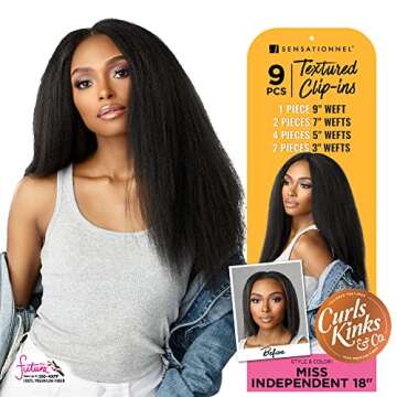 Sensationnel Curls Kinks & Co Synthetic Textured Clip-In - MISS INDEPENDENT 18" (Color:1B Off Black)