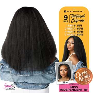 Sensationnel Curls Kinks & Co Synthetic Textured Clip-In - MISS INDEPENDENT 18" (Color:1B Off Black)