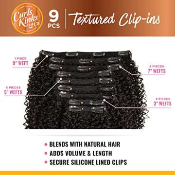 Sensationnel Curls Kinks & Co Synthetic Textured Clip-In - MISS INDEPENDENT 18" (Color:1B Off Black)