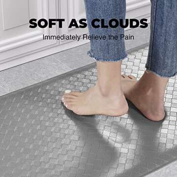 Matessenz Kitchen Floor Mat,1/2 Inch Thick Cushioned Kitchen Rugs,Comfort Anti Fatigue Mat,Nonskid Waterproof Standing Desk Mat for Office,Sink,Laundry(17.3X28'',Grey)