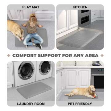 Matessenz Kitchen Floor Mat,1/2 Inch Thick Cushioned Kitchen Rugs,Comfort Anti Fatigue Mat,Nonskid Waterproof Standing Desk Mat for Office,Sink,Laundry(17.3X28'',Grey)