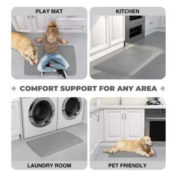 Matessenz Kitchen Floor Mat,1/2 Inch Thick Cushioned Kitchen Rugs,Comfort Anti Fatigue Mat,Nonskid Waterproof Standing Desk Mat for Office,Sink,Laundry(17.3X28'',Grey)