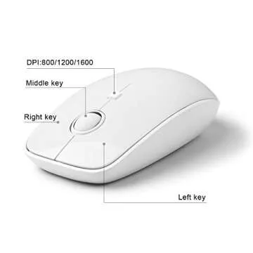 Wireless Keyboard Mouse Combo, 2.4GHz White Wireless Keyboard Typewriter, Letton Full Size Office Computer Retro Keyboard and Optical Cute Mouse with 3 DPI for Mac PC Desktop Laptop