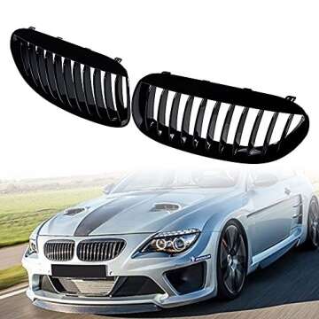 Astra Depot Stylish Gloss Black Front Kidney Grille for BMW E63 E64 2004-2010