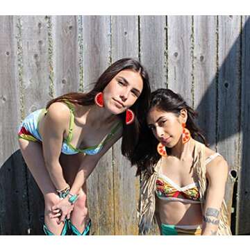 Beaded Dangle Earrings for Women Boho Cute Strawberry Watermelon Fruit Bead Drop Dangling Earrings Handmade Summer Beach Jewelry Gift for Women Girls