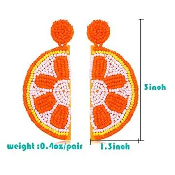 Beaded Dangle Earrings for Women Boho Cute Strawberry Watermelon Fruit Bead Drop Dangling Earrings Handmade Summer Beach Jewelry Gift for Women Girls