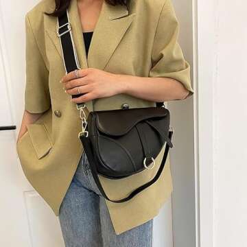 PURFANREE Women Trendy Small Clutch Purse Saddle Shoulder Bag Underarm Handbag Satchel HandBag Crossbody Bag
