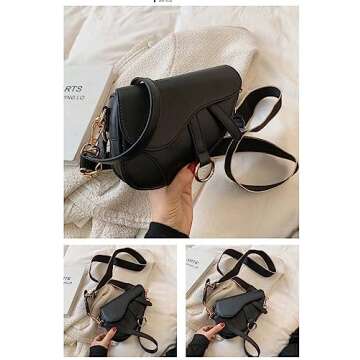 PURFANREE Women Trendy Small Clutch Purse Saddle Shoulder Bag Underarm Handbag Satchel HandBag Crossbody Bag